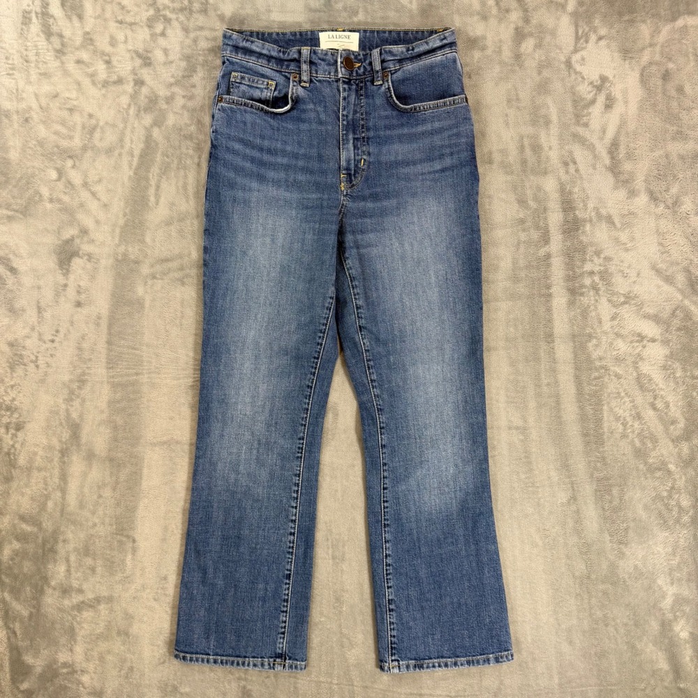 La Ligne The Jean High Rise Straight Leg Jeans Women's Size 25 Blue Med Wash
